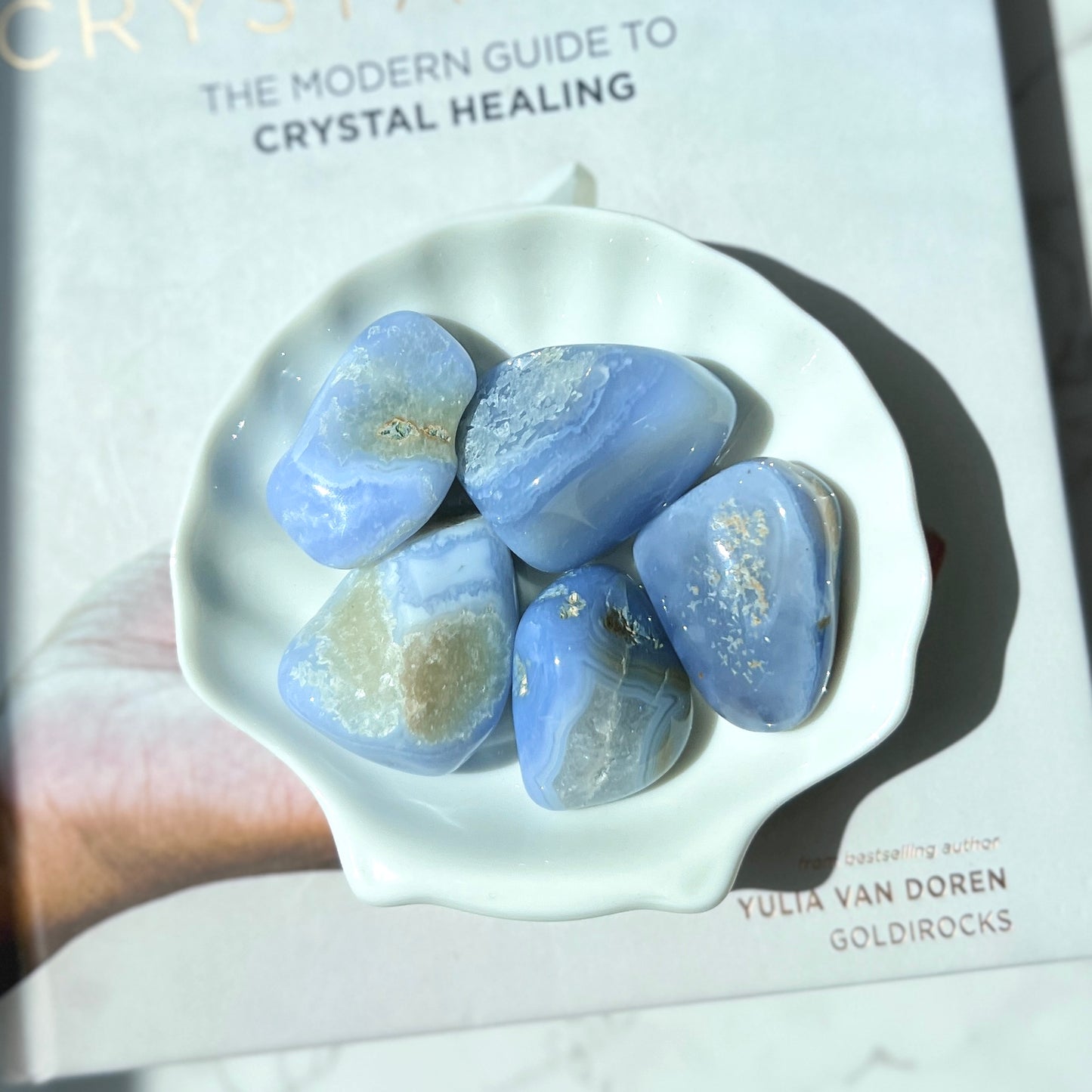 Blue Lace Agate tumble stone (Large) 藍紋瑪瑙