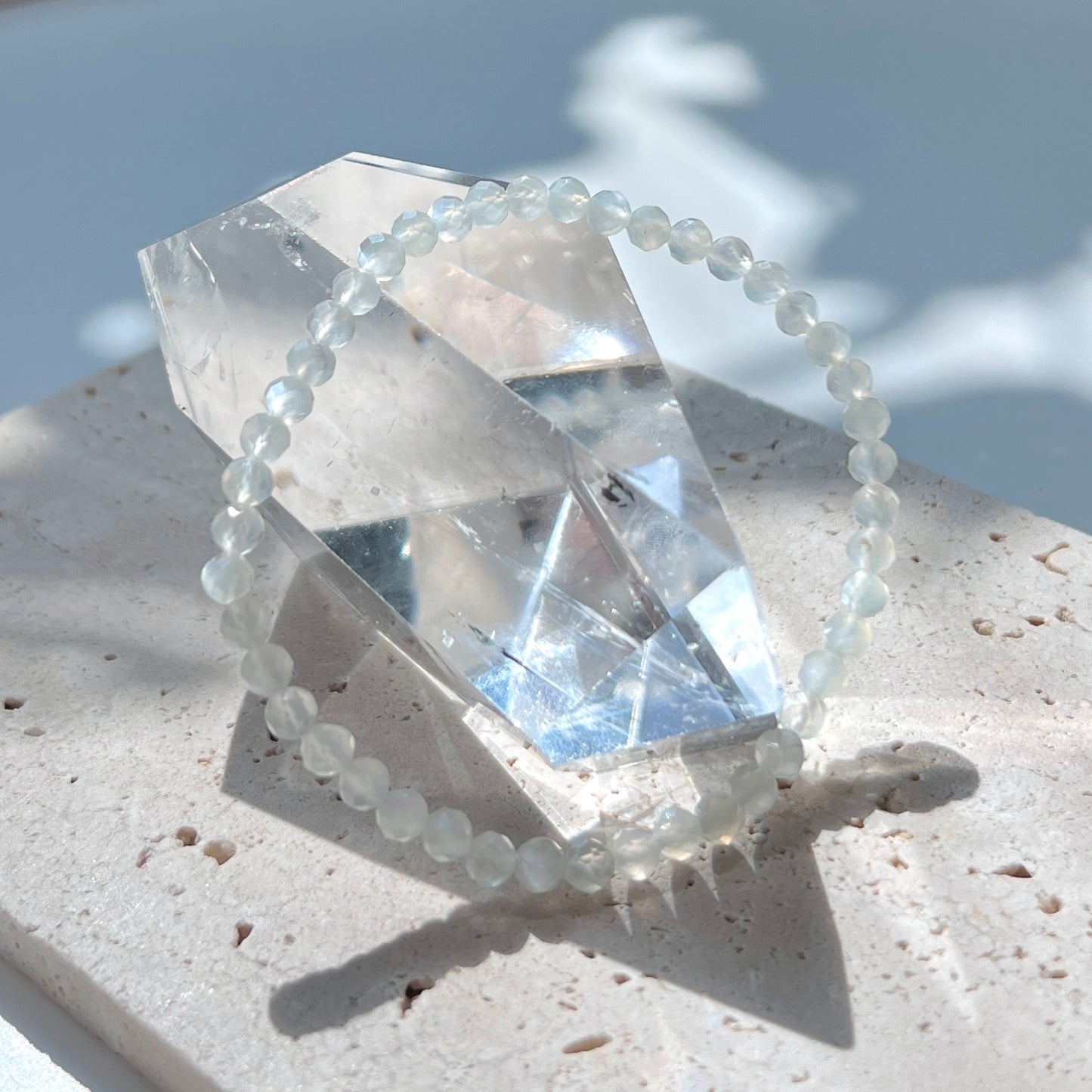 June Birthstone 6月誕生石 - Moonstone Faceted Bracelet 4mm 月亮石