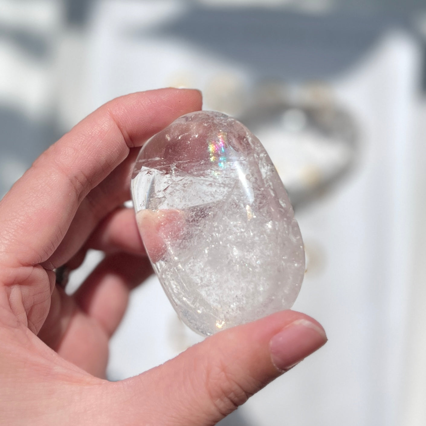 Clear Quartz Palm Stone 白水晶