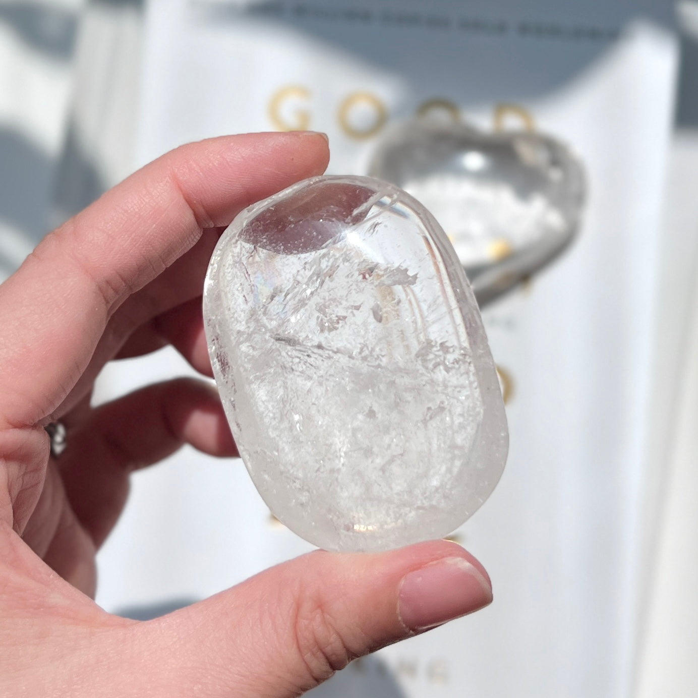 Clear Quartz Palm Stone 白水晶