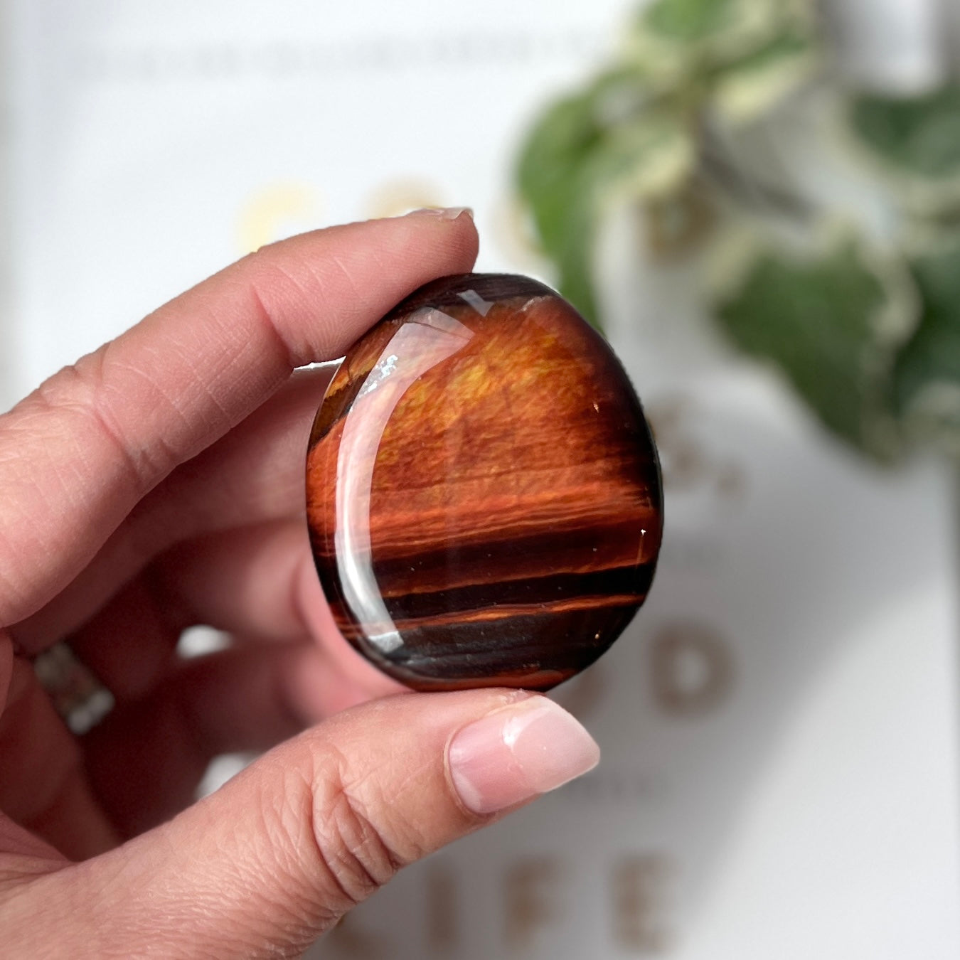 Red Tiger’s Eye Palm Stone 紅虎眼石