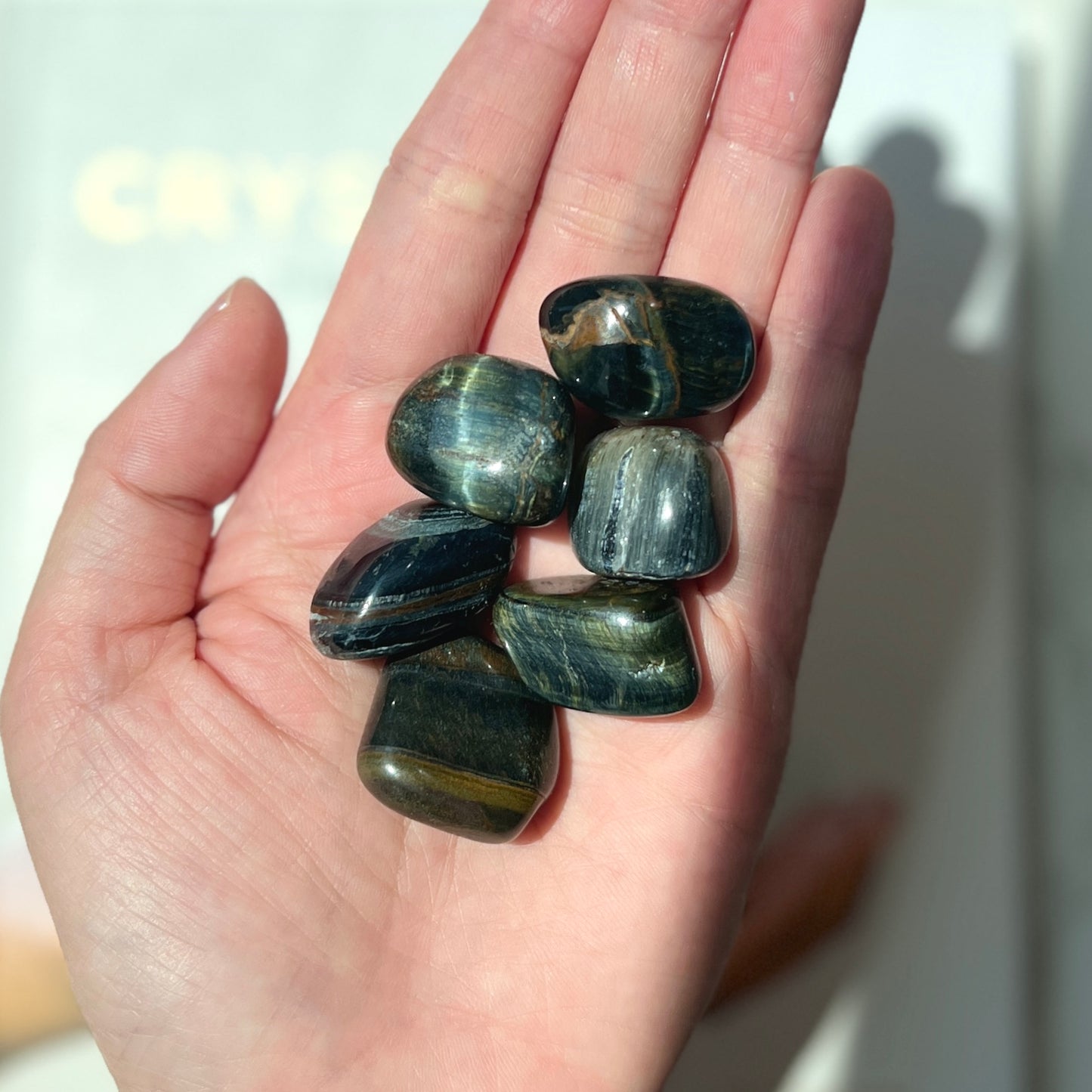 Blue Tigers Eye Tumble stone 藍虎眼石