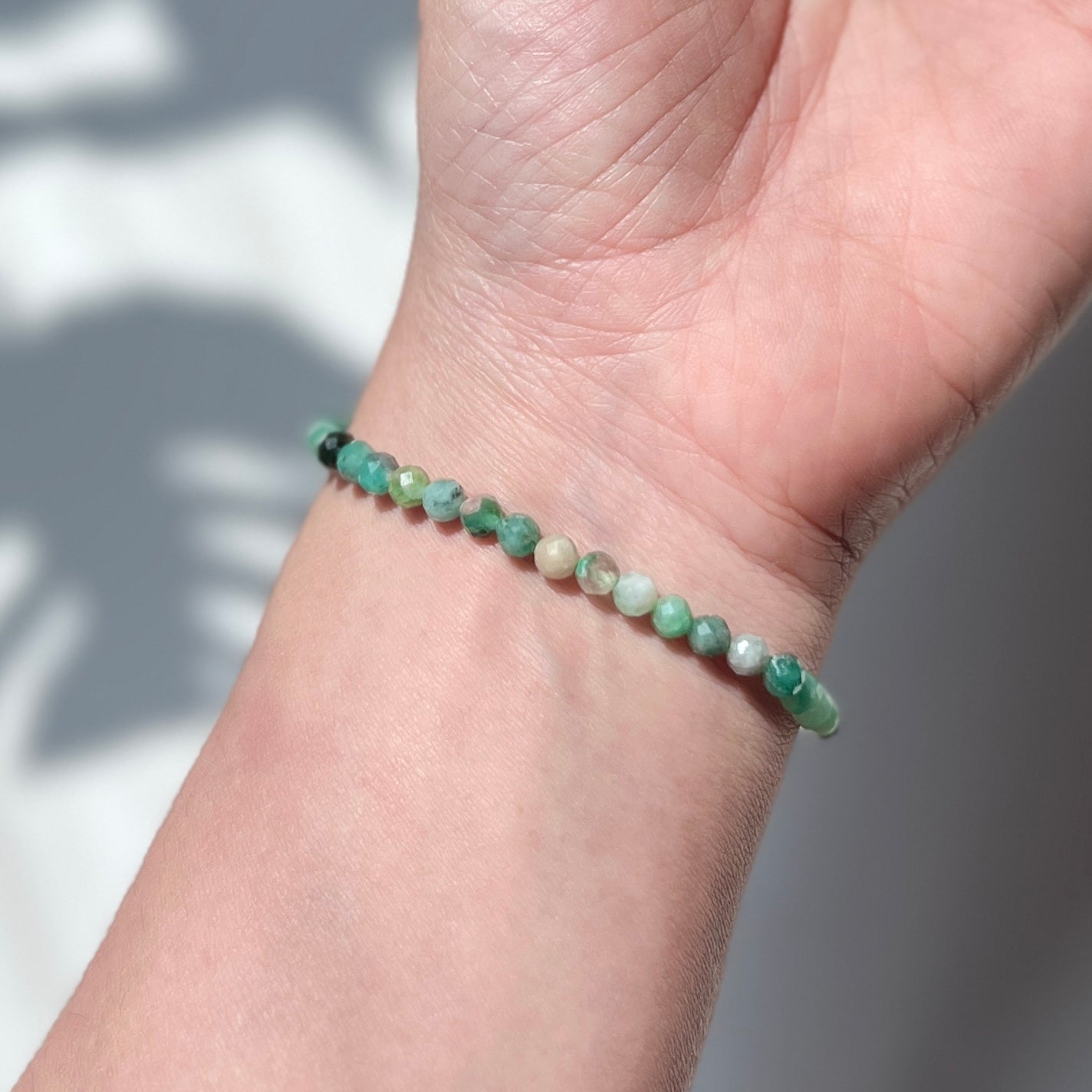 May Birthstone 5月誕生石 - Emerald Faceted Bracelet 4mm 祖母綠