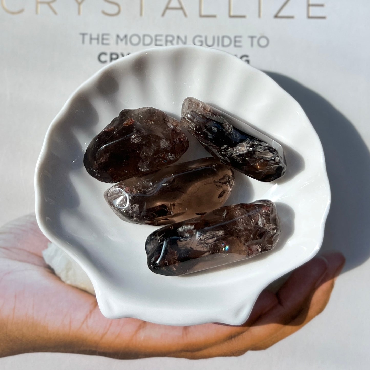 Smoky Quartz with Hematite Tumble Points 茶晶赤鐵礦共生