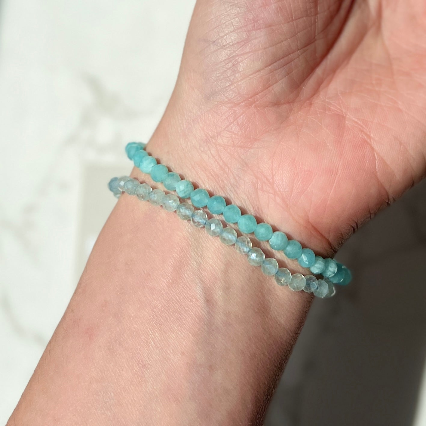 Amazonite Facet bracelet 4mm 天河石