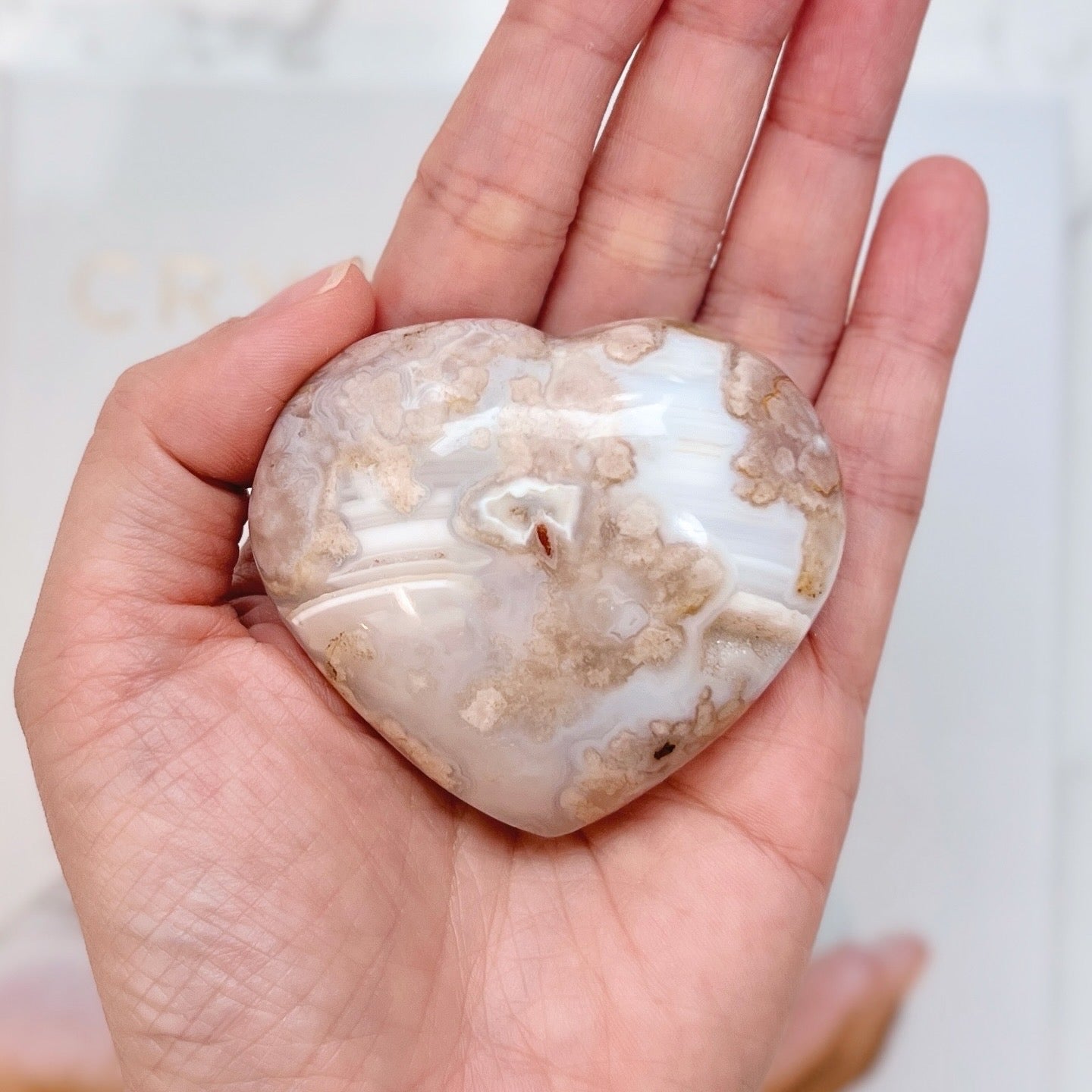 Flower Agate Heart 櫻花瑪瑙心心