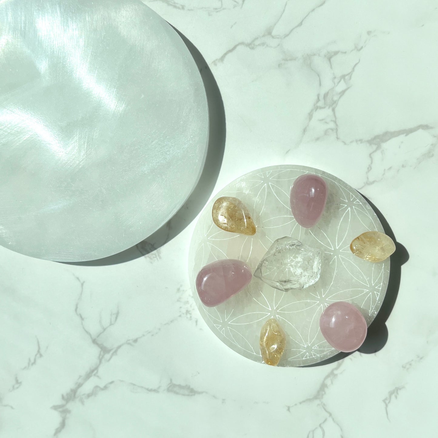 Selenite Charging Plate - Flower of Life 透石膏