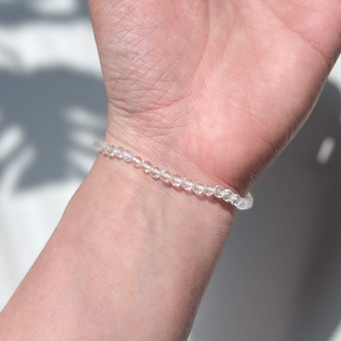 April Birthstone 4月誕生石 - Clear Quartz Faceted Bracelet 4mm 白水晶