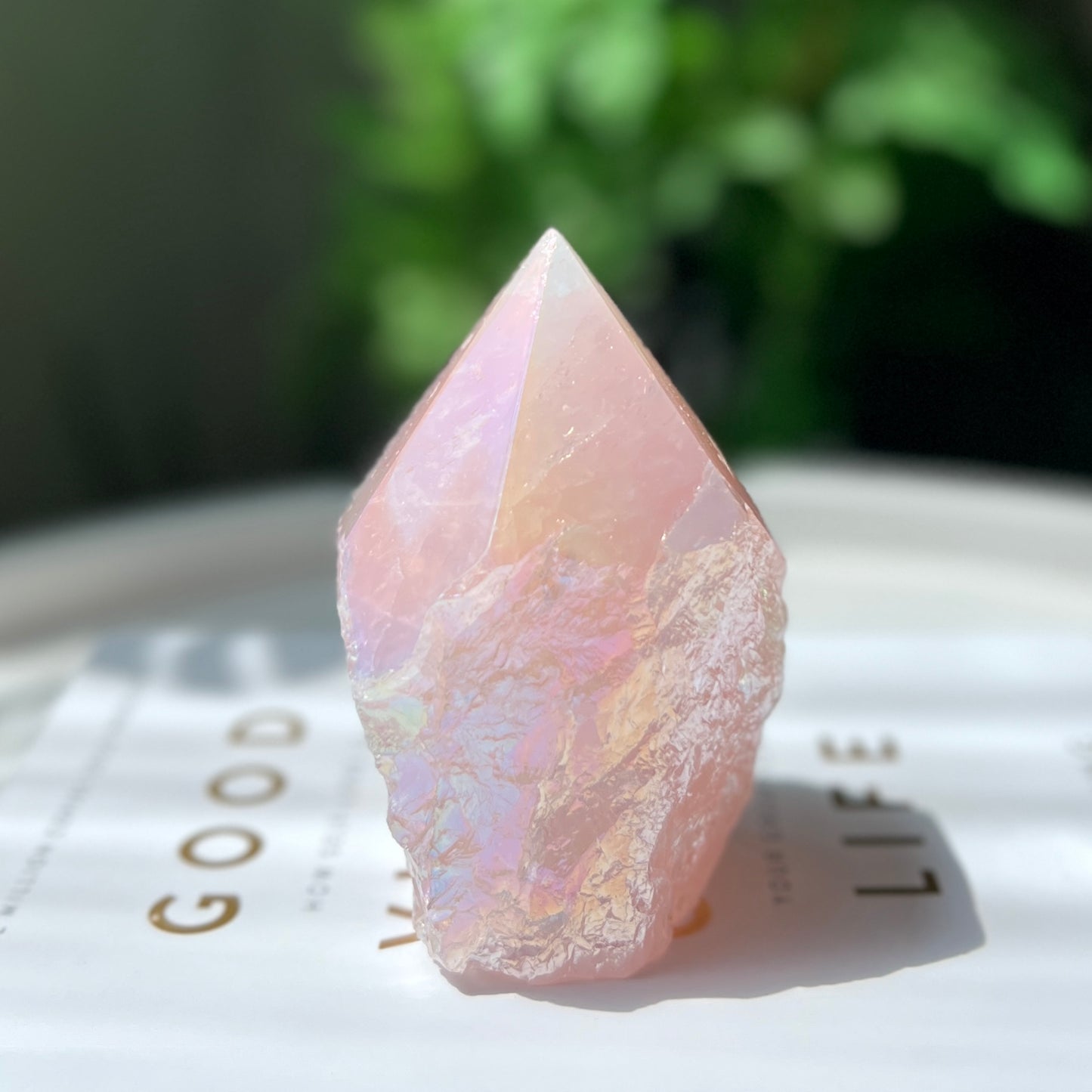 Rose Aura Point 粉晶天使光水晶