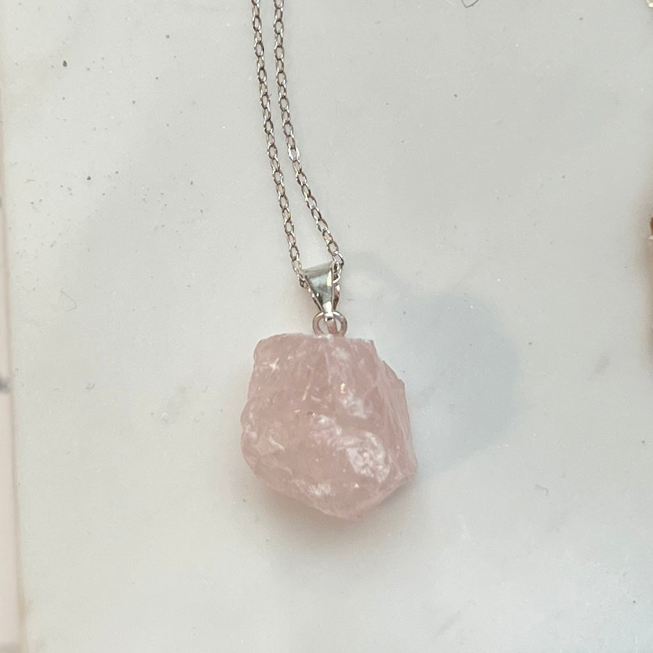 Rose Quartz Raw Necklace (RQ-NL01)