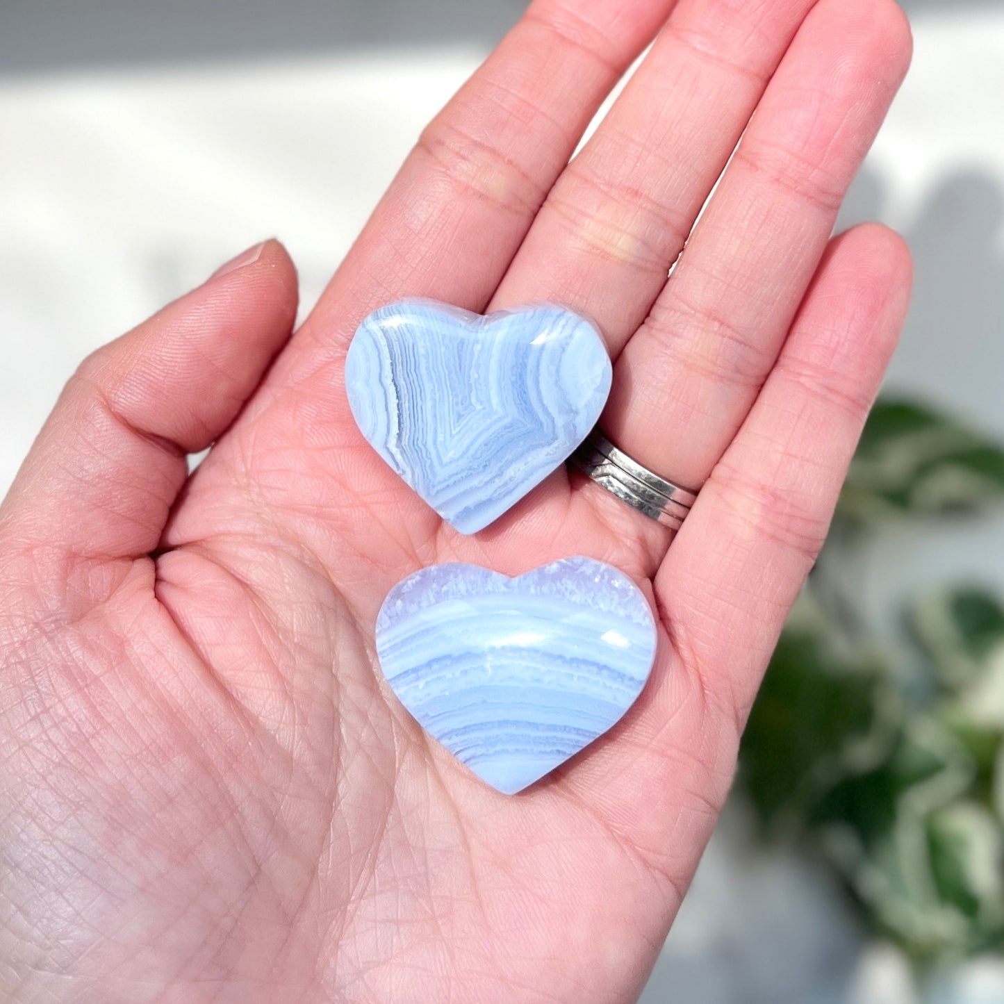 Blue Lace Heart 藍紋瑪瑙