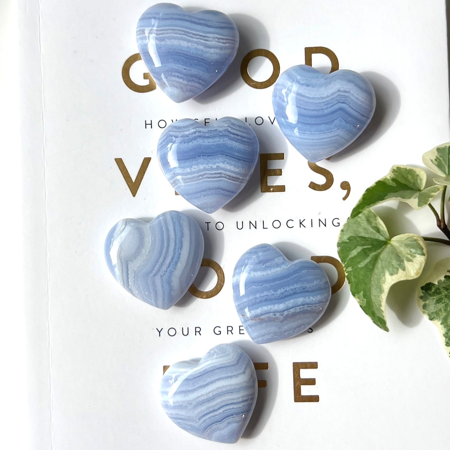 Blue Lace Heart 3cm 藍紋瑪瑙