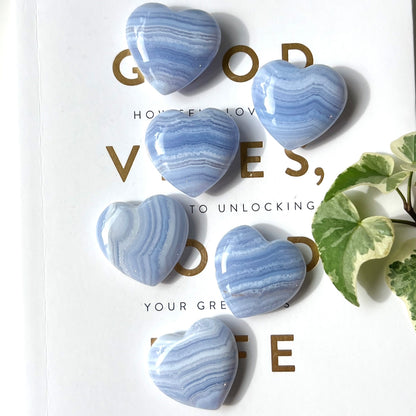 Blue Lace Heart 3cm 藍紋瑪瑙