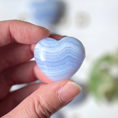 Blue Lace Heart 3cm 藍紋瑪瑙