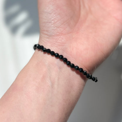 Black Tourmaline Facet Bracelet 4mm 黑碧璽