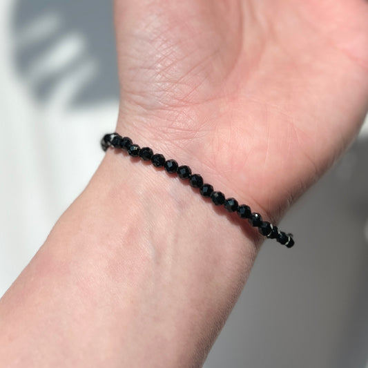 Black Tourmaline Facet Bracelet 4mm 黑碧璽