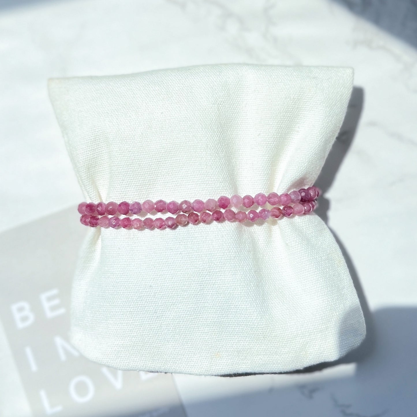 Pink Tourmaline Facet Bracelet 4mm