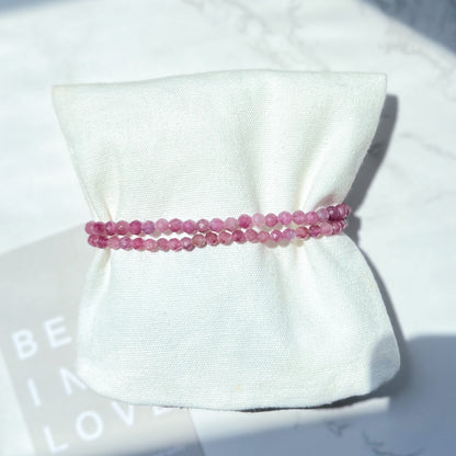 Pink Tourmaline Facet Bracelet 4mm