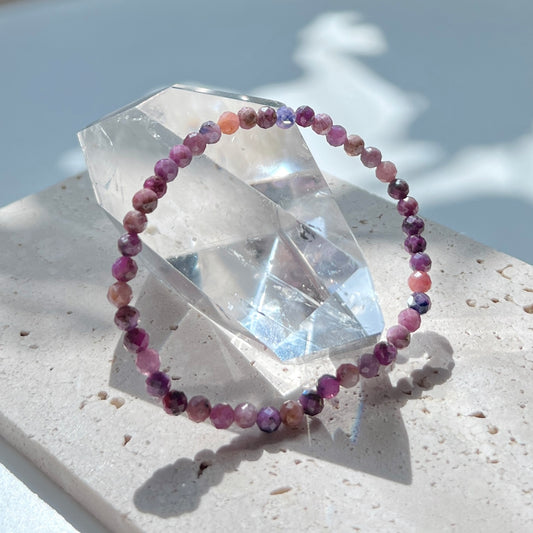 July Birthstone 7月誕生石- Ruby Facet Bracelet 4mm 紅寶石