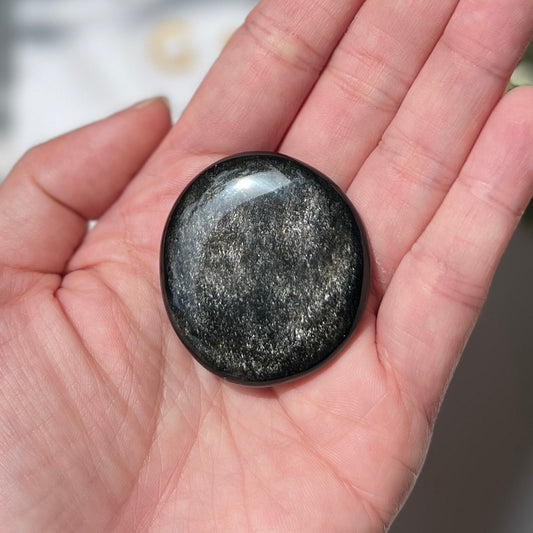 Silver Obsidian Palm Stone 銀曜石