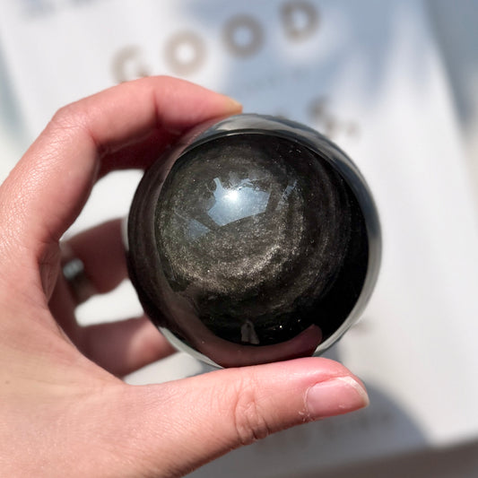 Silver Obsidian Sphere 銀曜石