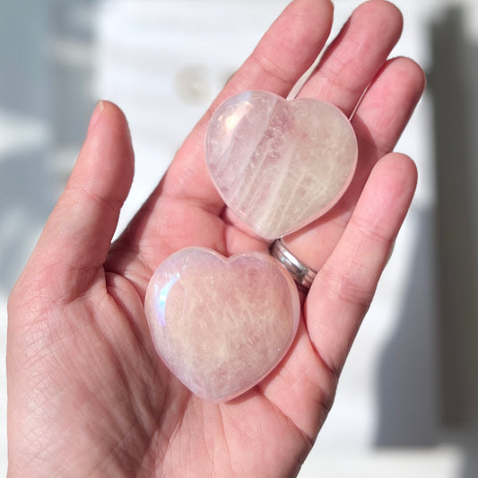 Rose Aura Heart 4cm 粉晶天使光水晶