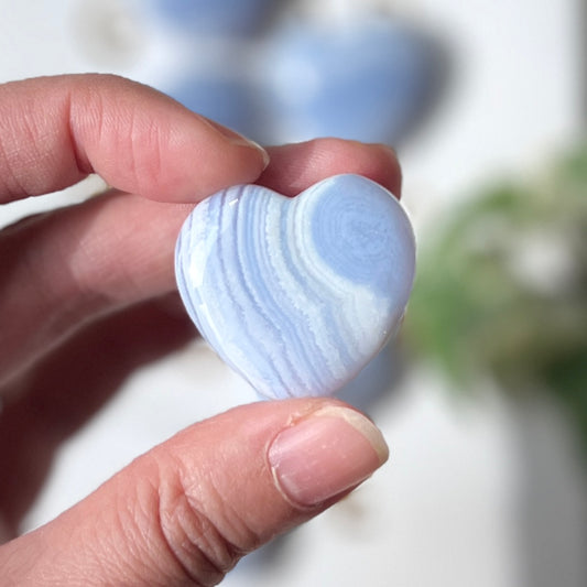 Blue Lace Heart 3cm 藍紋瑪瑙
