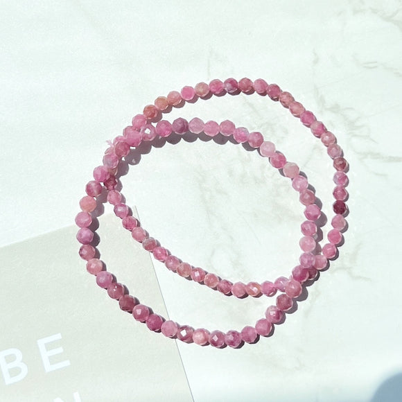 Pink Tourmaline Facet Bracelet 4mm (TO-BR4-01)