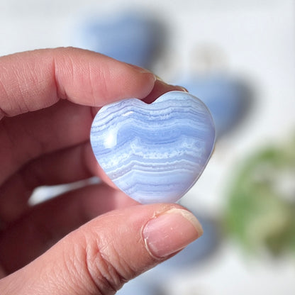 Blue Lace Heart 3cm 藍紋瑪瑙