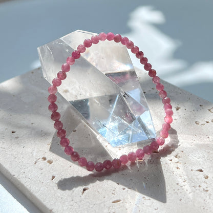 October Birthstone 10月誕生石 - Pink Tourmaline Facet Bracelet 4mm 粉紅碧璽