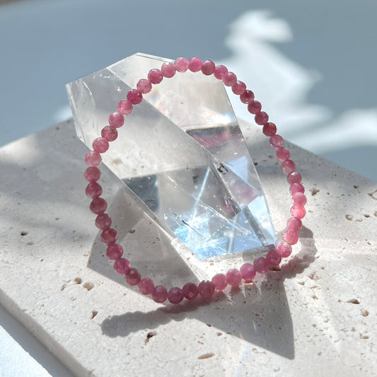 October Birthstone 10月誕生石 - Pink Tourmaline Facet Bracelet 4mm 粉紅碧璽