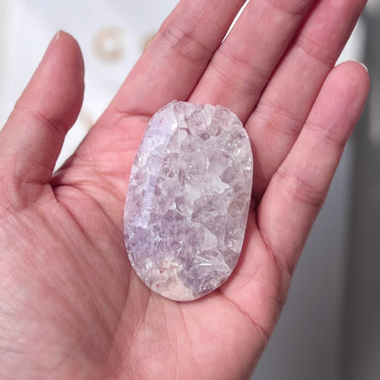 Pink Amethyst Flower Agate Palm Stone 粉紅紫水晶櫻花瑪瑙