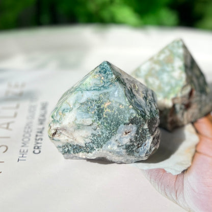 Moss Agate Semi-polished Point 苔蘚瑪瑙/水草瑪瑙