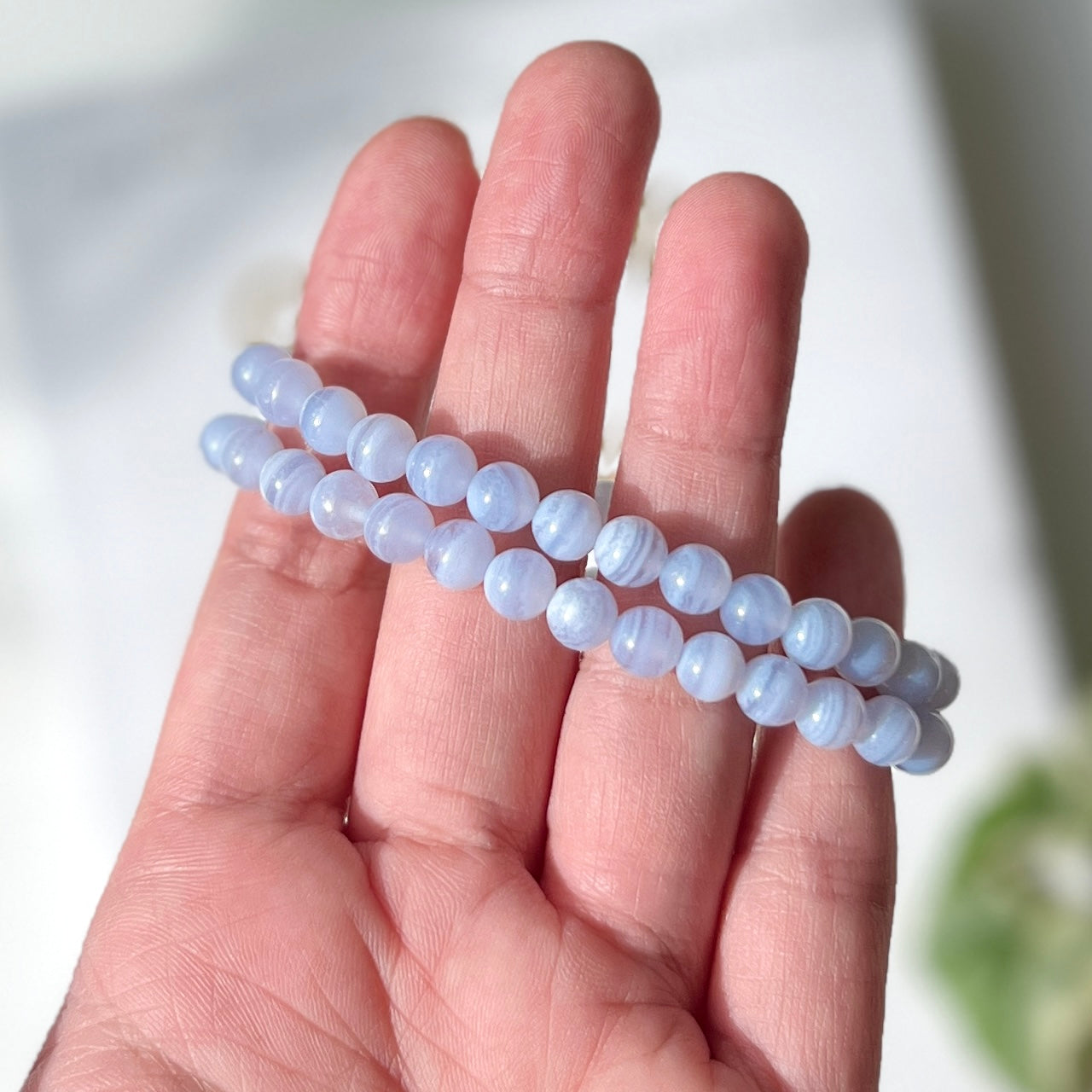 Blue Lace Agate Bracelet 6mm 藍紋瑪瑙