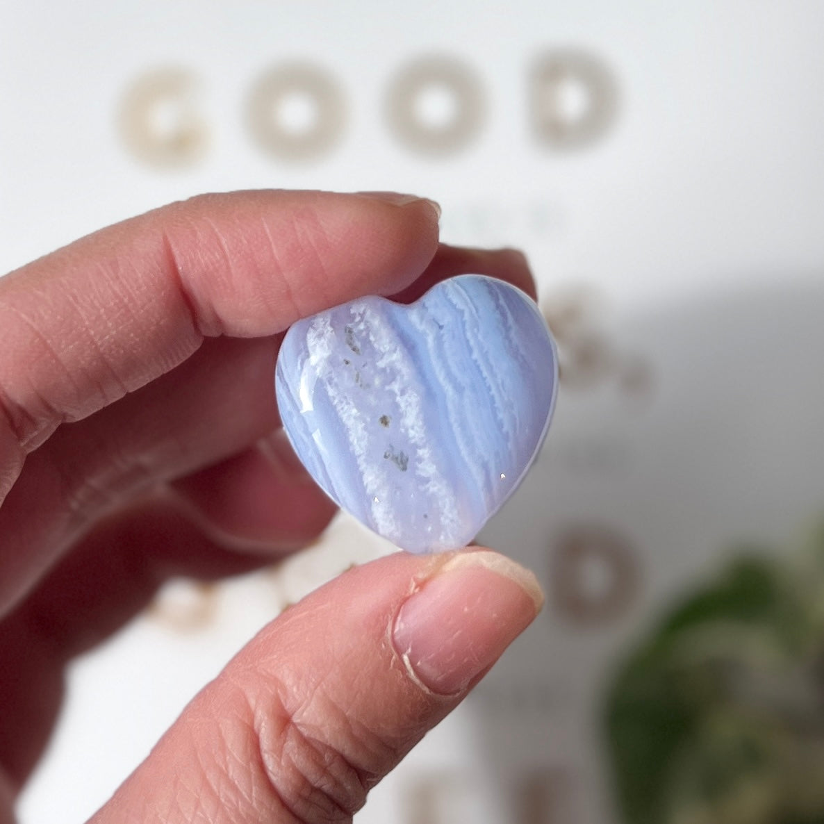 Blue Lace Heart 2.5cm 藍紋瑪瑙