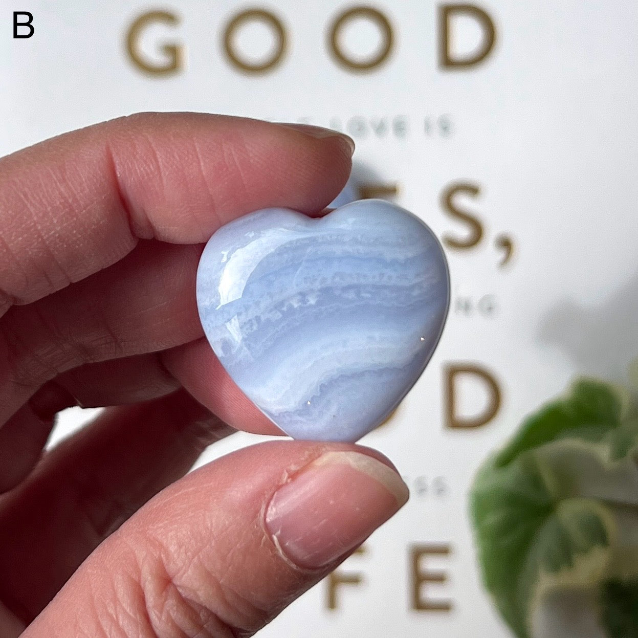 Blue Lace Heart 2.5cm 藍紋瑪瑙