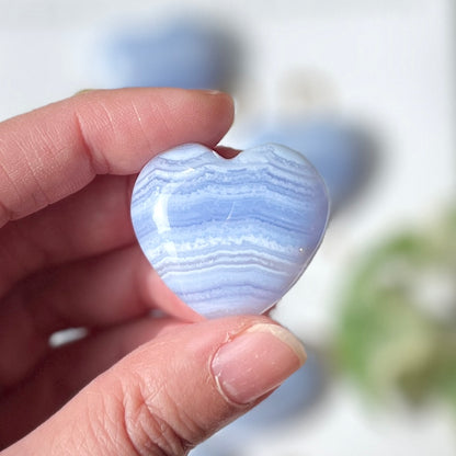 Blue Lace Heart 3cm 藍紋瑪瑙