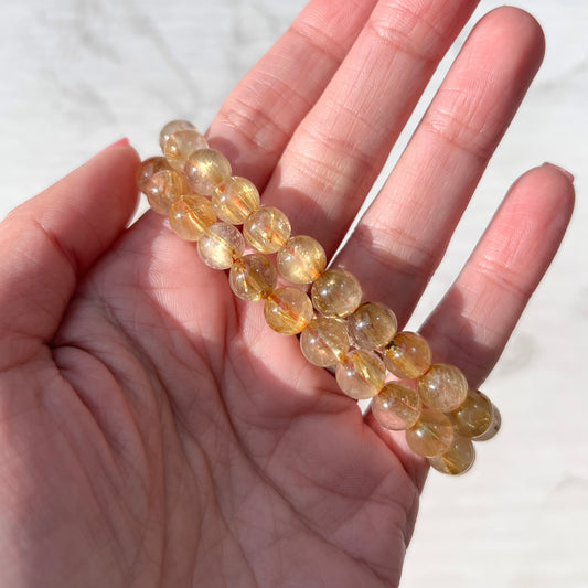 Golden Rutilated Quartz bracelet 7mm 金髮晶