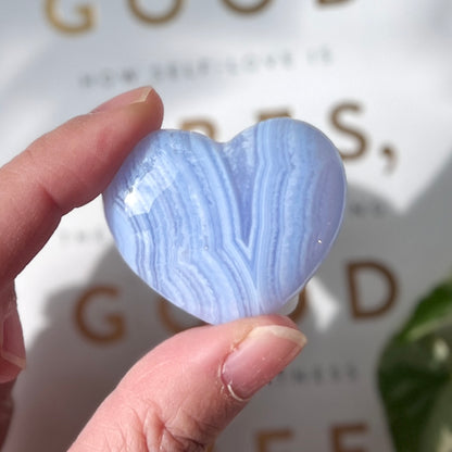 Blue Lace Heart 3.8cm 藍紋瑪瑙