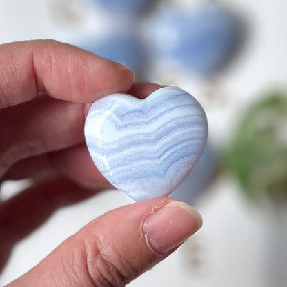 Blue Lace Heart 3cm 藍紋瑪瑙