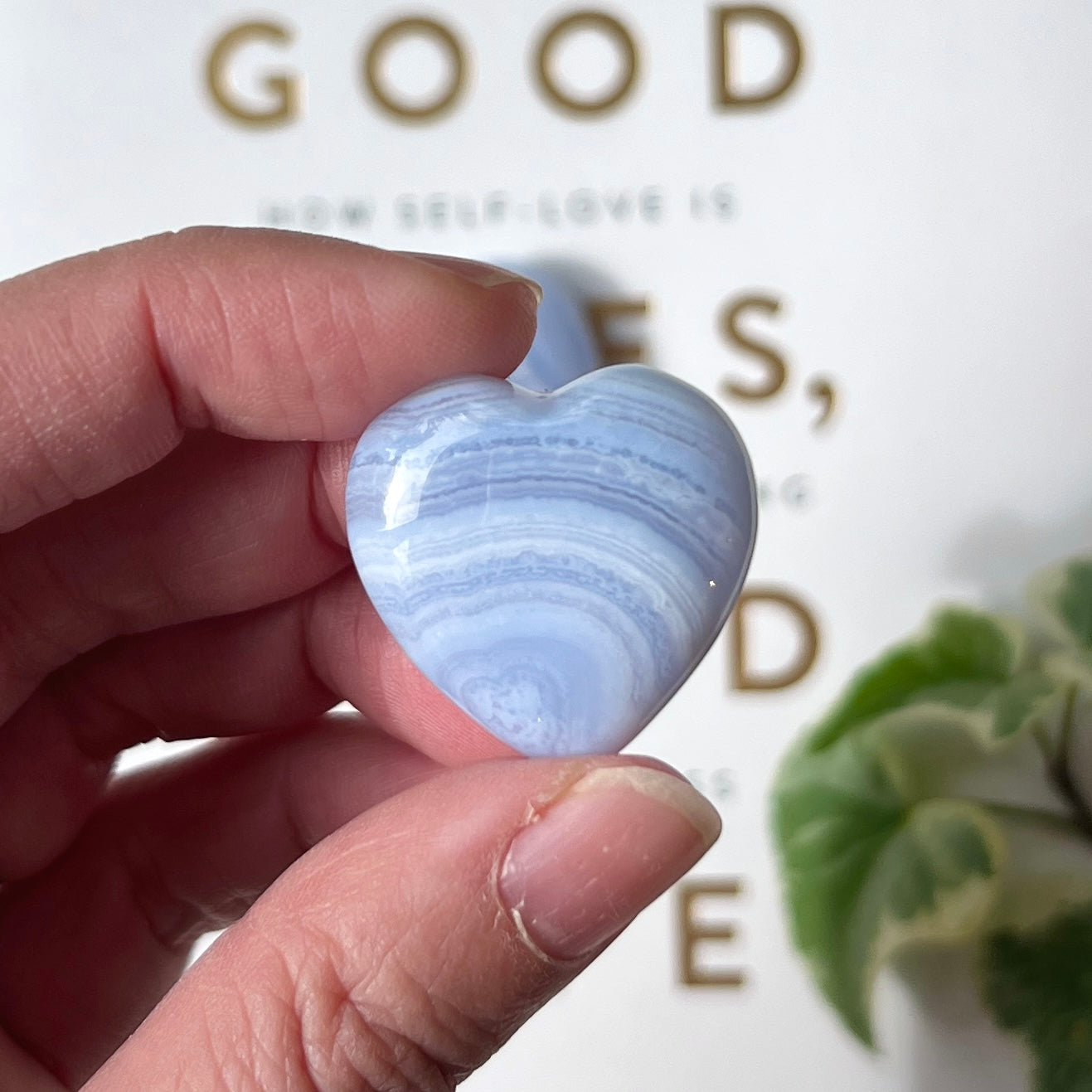 Blue Lace Heart 2.5cm 藍紋瑪瑙