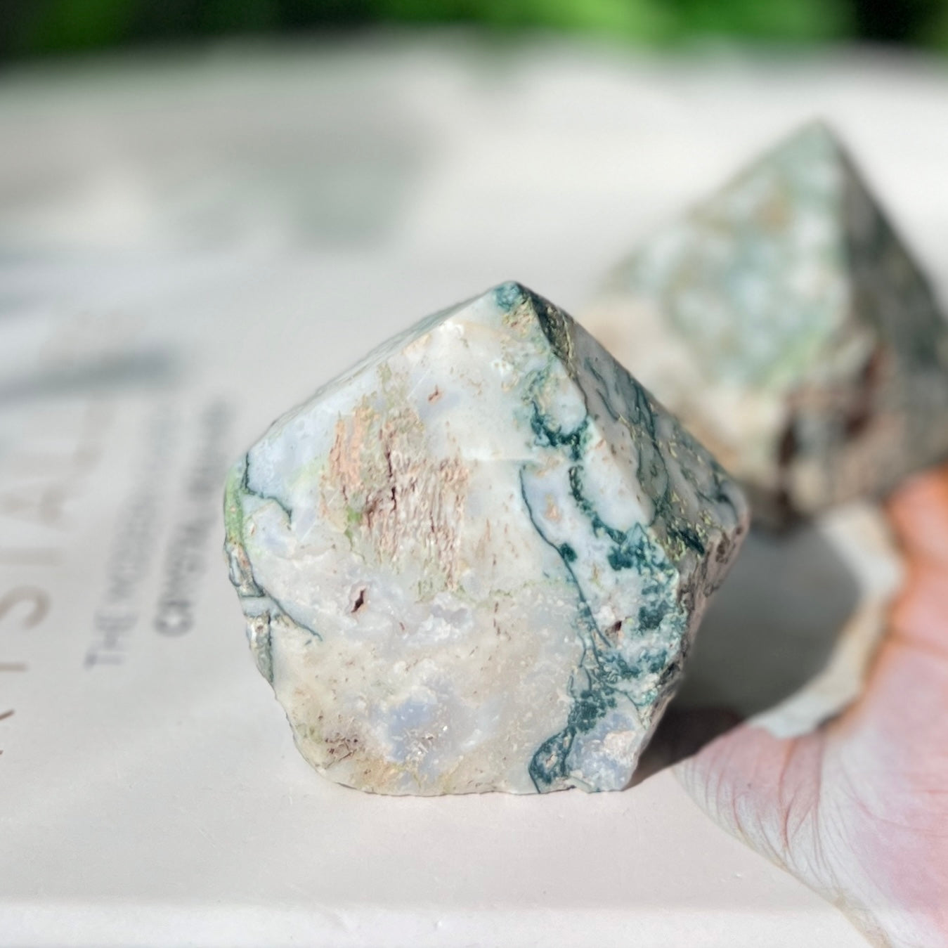 Moss Agate Semi-polished Point 苔蘚瑪瑙/水草瑪瑙