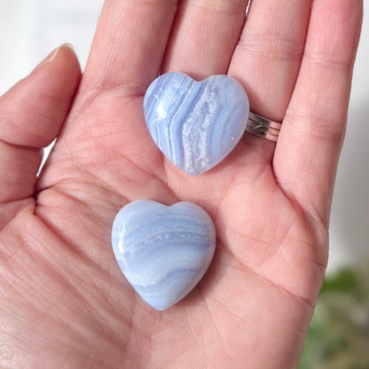 Blue Lace Heart 2.5cm 藍紋瑪瑙
