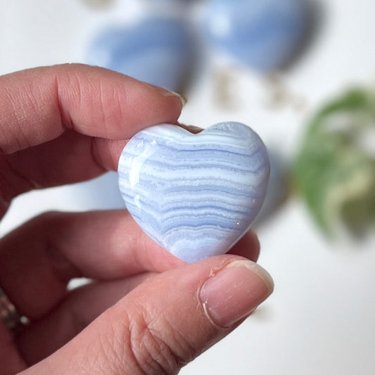 Blue Lace Heart 3cm 藍紋瑪瑙