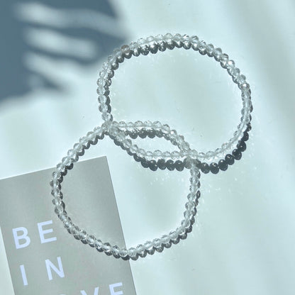 April Birthstone 4月誕生石 - Clear Quartz Faceted Bracelet 4mm 白水晶