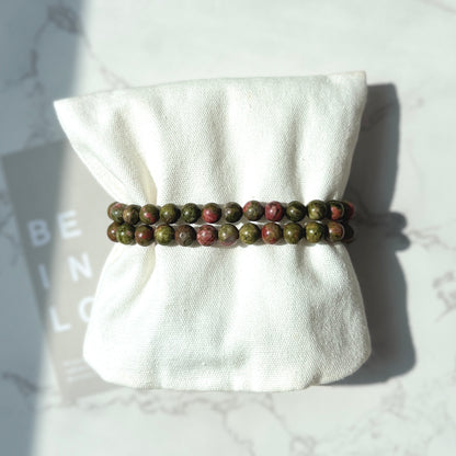 Unakite bracelet 6mm 綠簾花崗岩
