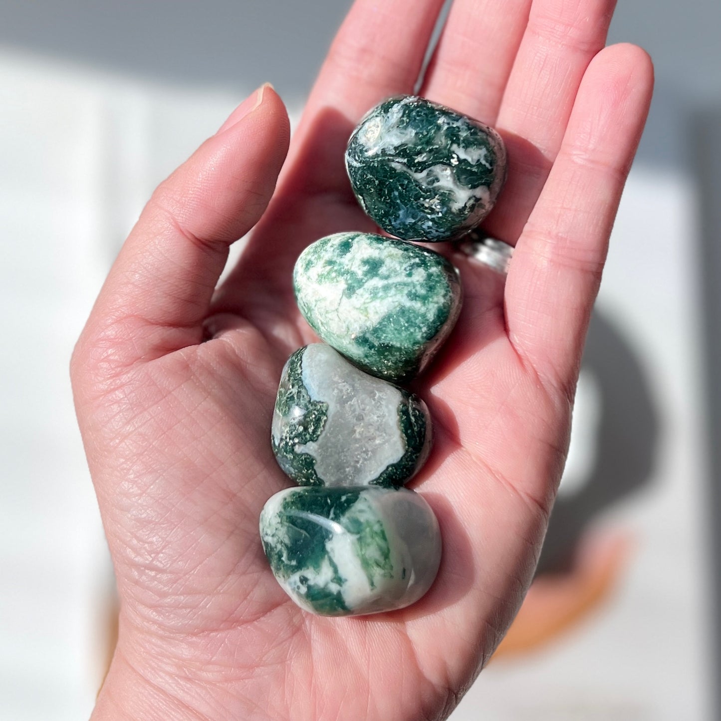 Moss Agate Tumble Stone 2-3cm 苔蘚瑪瑙/水草瑪瑙
