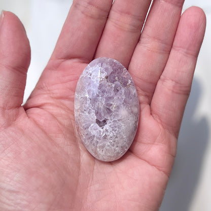 Pink Amethyst Flower Agate Palm Stone 粉紅紫水晶櫻花瑪瑙