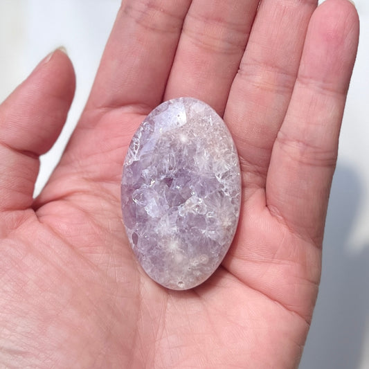 Pink Amethyst Flower Agate Palm Stone 粉紅紫水晶櫻花瑪瑙