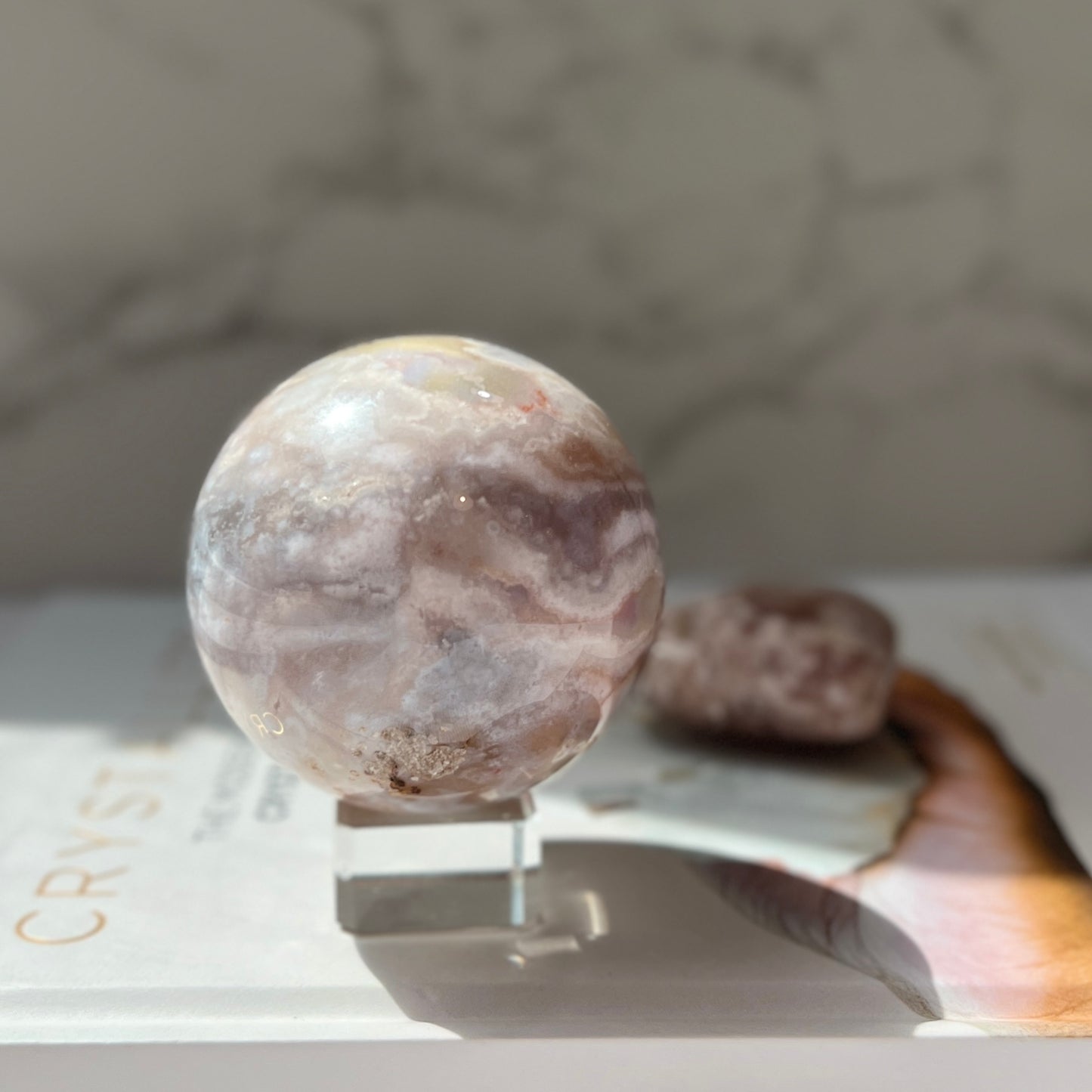 Flower Agate Sphere 5.7cm 櫻花瑪瑙